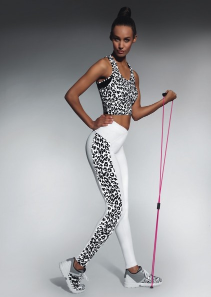 Sports leggings with trendy spots stripes and stitching