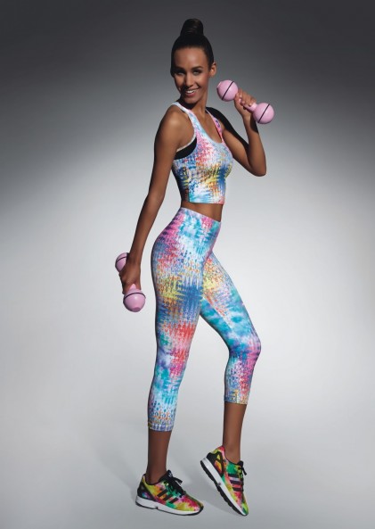 Sports leggings TESSERA 70 with a colorful print and a...