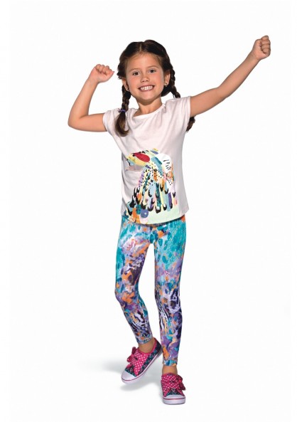 Girls' leggings BIBI breathable with decorative print