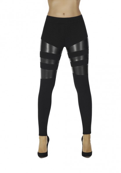 Women's leggings MARCELLA with Push-Up effect and leather...