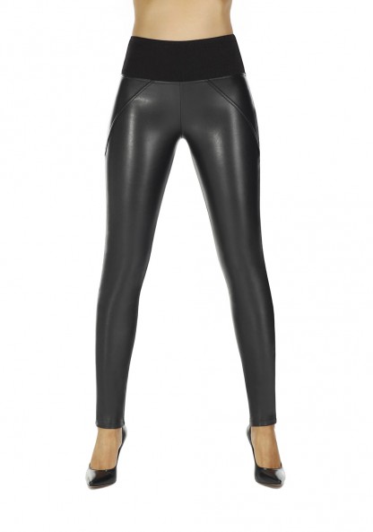 Women's leather leggings SPENCER with Push-Up & Taille...