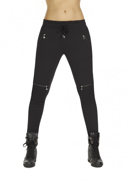 Women's black pants IZZY with stitching on the knees