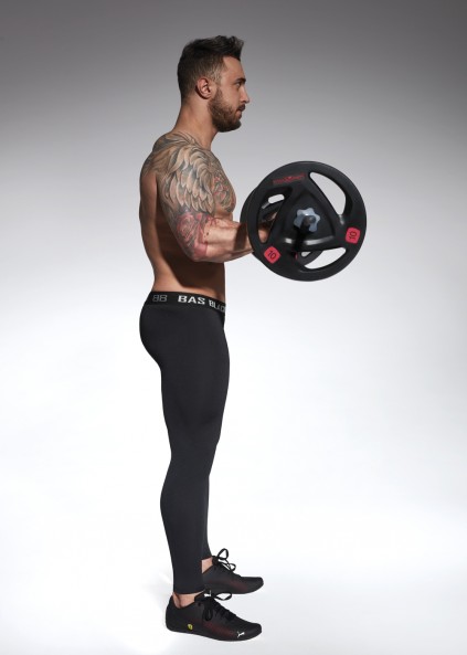 Men's sports leggings EVERGYM black with a welt at the waist